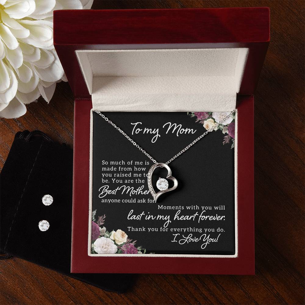 Forever Love Necklace + Clear CZ Earrings
