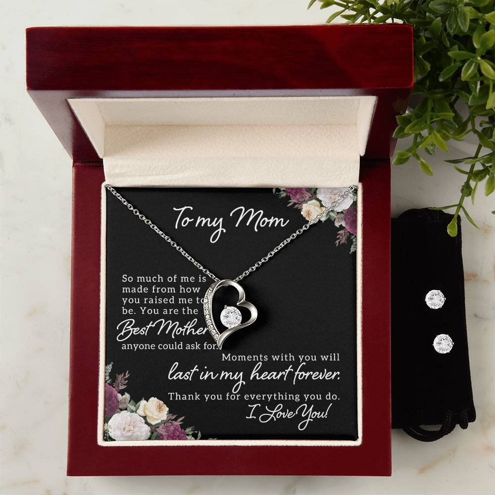 Forever Love Necklace + Clear CZ Earrings