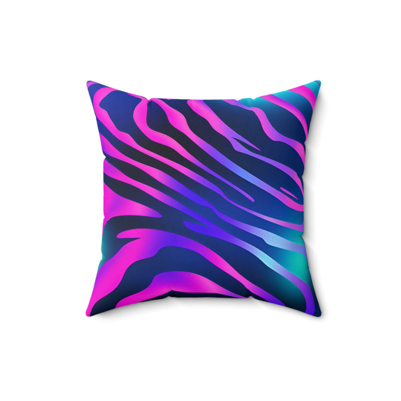 Spun Polyester Square Pillow-Zebra Purple and Pink