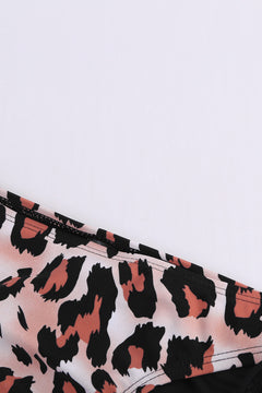 Tankini de leopardo con patchwork de rayas