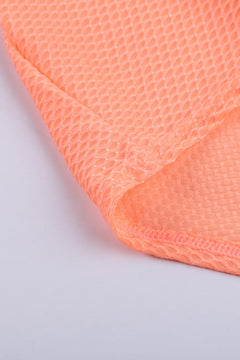 Tankini con espalda cruzada y empalme estampado naranja