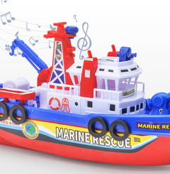 Barco de bomberos marino eléctrico, modelo de lancha rápida de simulación para niño de 3 a 6 años