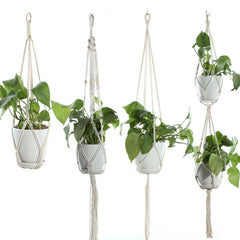 Bolsa de red para macetas, cuerda de algodón Beige, colgador de plantas de interior, cesta colgante, eslinga