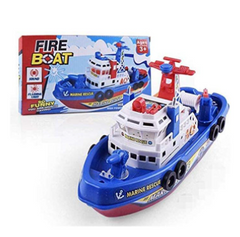 Barco de bomberos marino eléctrico, modelo de lancha rápida de simulación para niño de 3 a 6 años
