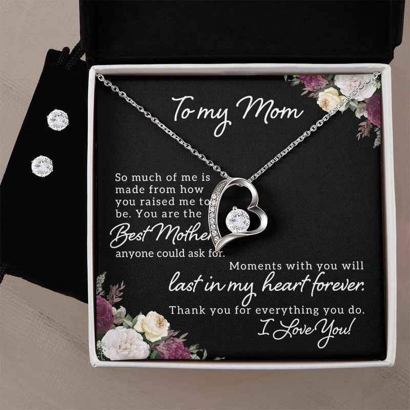 Forever Love Necklace + Clear CZ Earrings